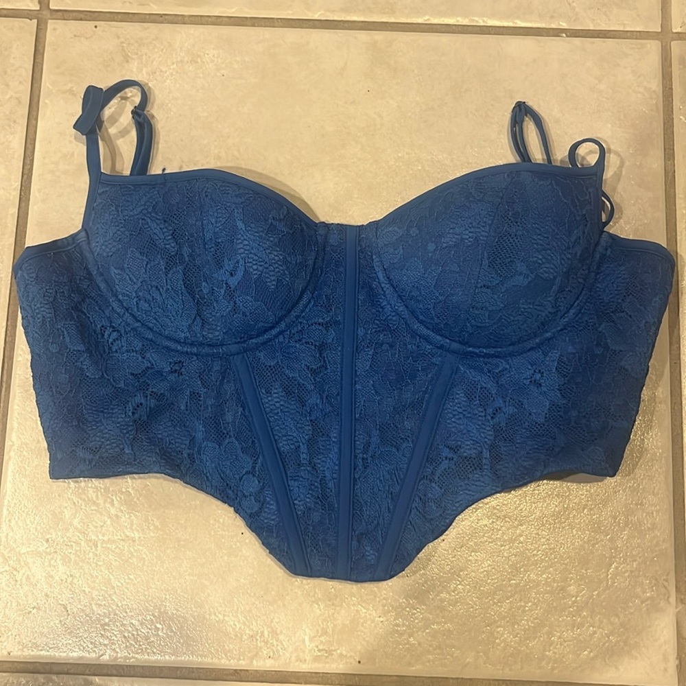 Blue corset top from imsofetch